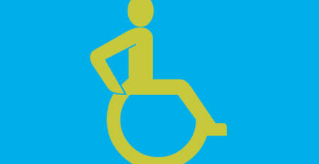 Barrierefreiheit: Skizze eines Rollstuhlfahrers