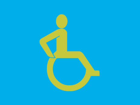 Barrierefreiheit: Skizze eines Rollstuhlfahrers
